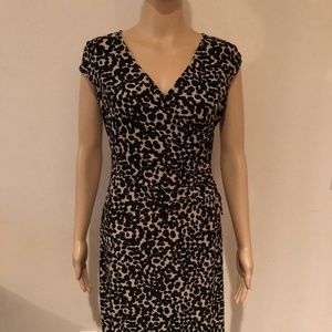 JONES NEW YORK BLACK TAN ANIMAL PRINT DRESS